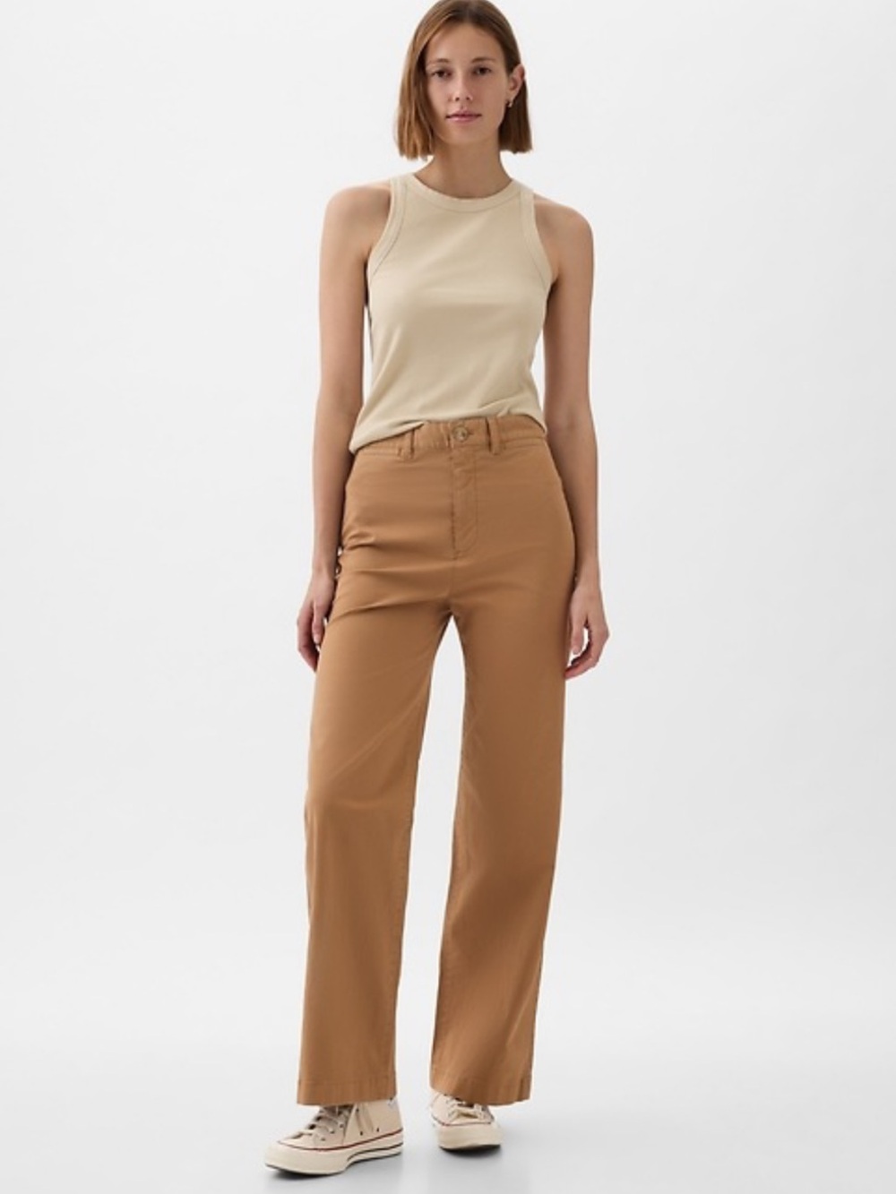 GAP High Rise Stride Wide Leg Ankle Pant in Perfect Khaki Brown Size 20 NWT